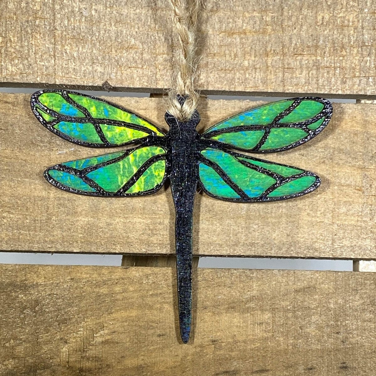Hand-painted wooden dragonfly Christmas ornament with nature-inspired design and lightweight festive decor, elegant insect holiday tree decoration gift for nature lovers