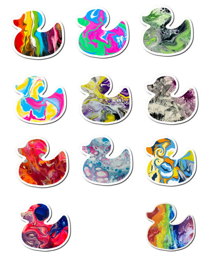 Green, Black, Gray, White Duck Sticker - Agender Pride - Easy Peel - Vinyl - 3"