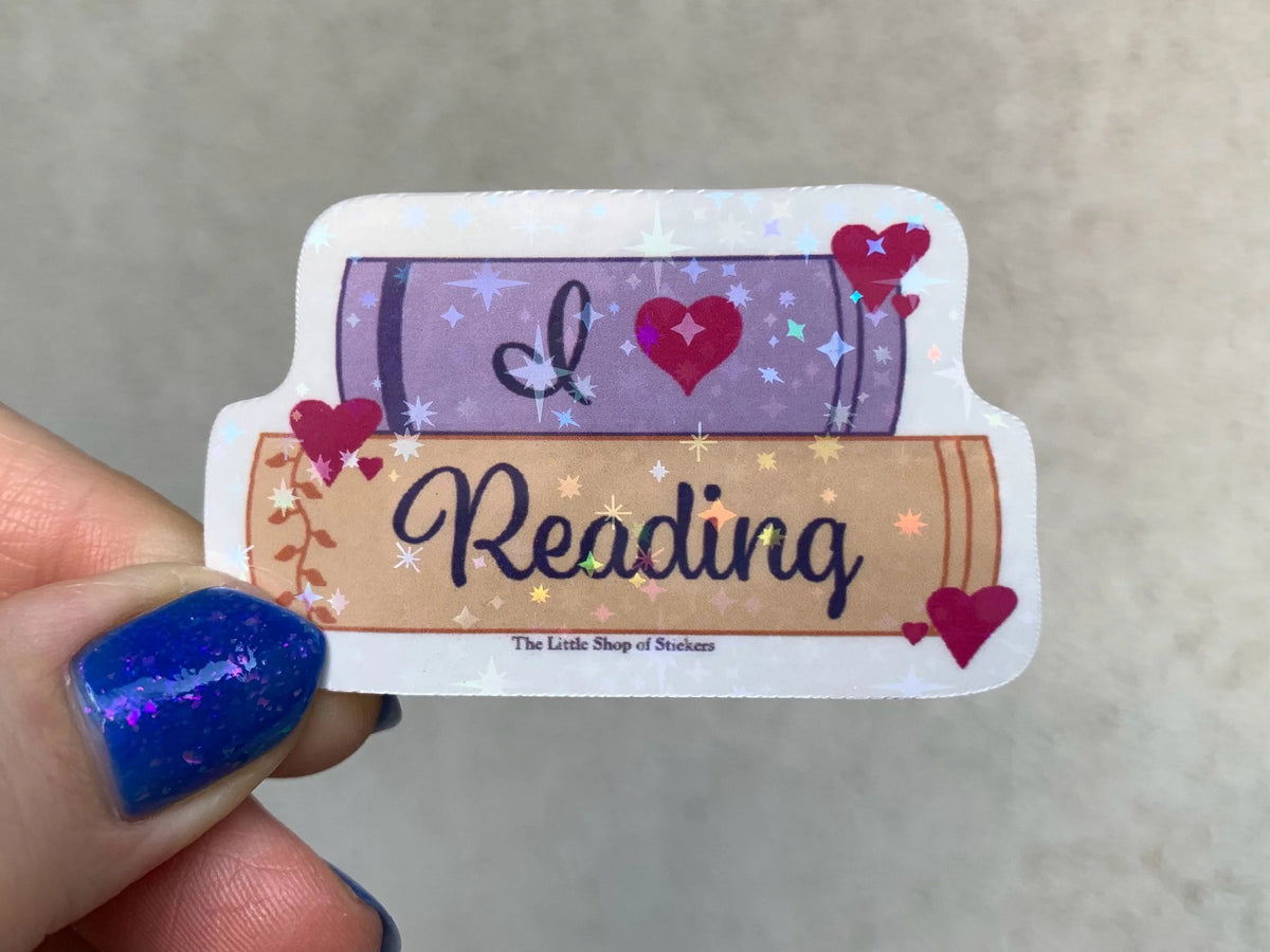 I Love Reading waterproof vinyl sticker for book club, kindle, and best friend