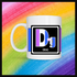 White mug with a 3 inch square containing the element’s symbol (Dg) and name (Drag). Symbol is made with the colors of that element’s flag on a black background. Behind the mug is a rainbow background.