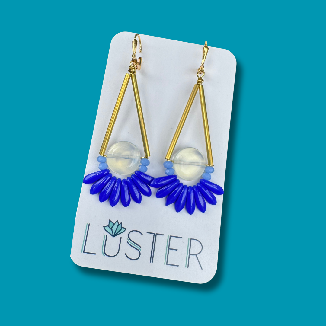 Gold Brass + Stone Statement Earrings