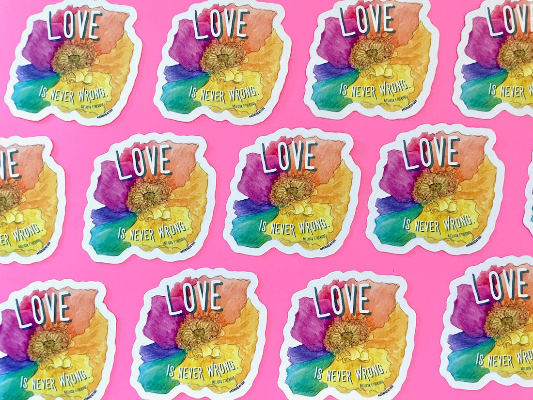 Love Is Never Wrong Rainbow Flower Sticker