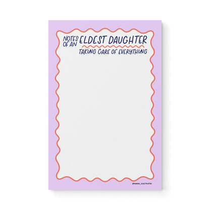 Eldest Daughter notepad — illustrated to do list notepad for eldest daughters, 8.5 x 5.5 in, by MangoIllustrated