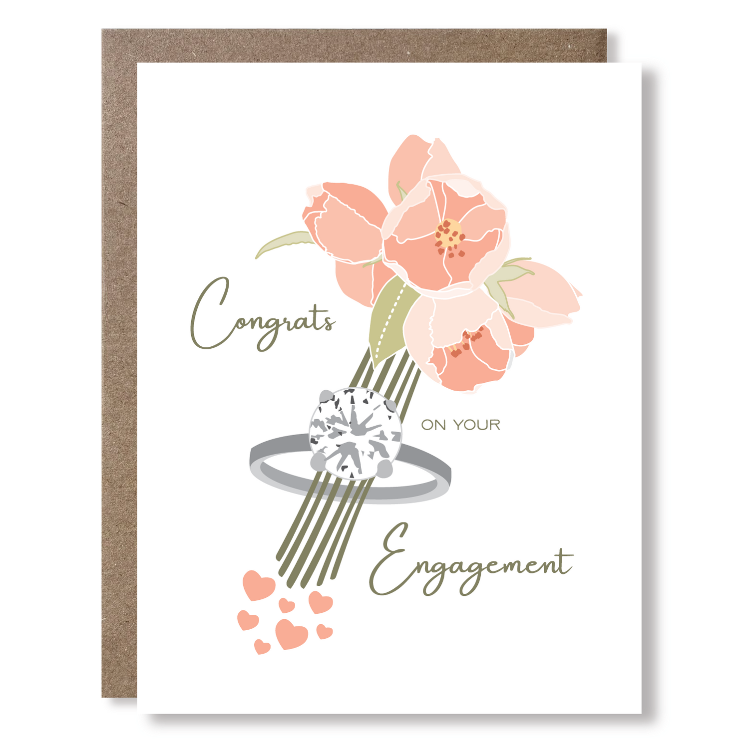 Ring + Flowers Engagement Greeting Card
