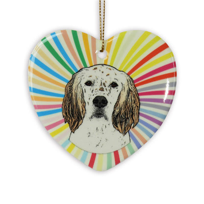 English Setter Ceramic Heart Ornament