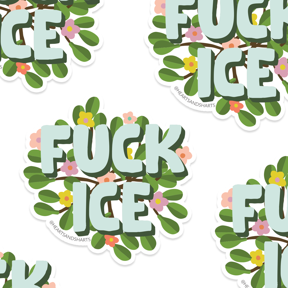 FCK ICE FLORAL 3X3 ILLUSTRATED VINYL STICKER