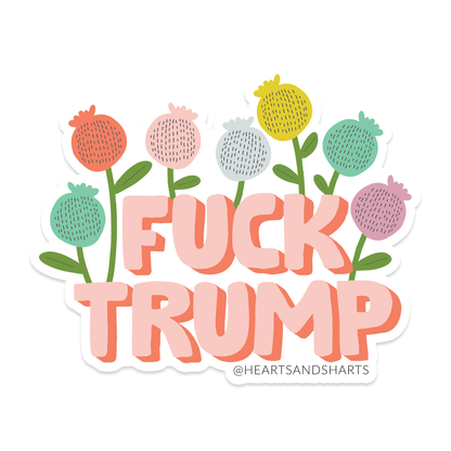 FCK TRUMP FLORAL 3X3 ILLUSTRATED VINYL STICKER