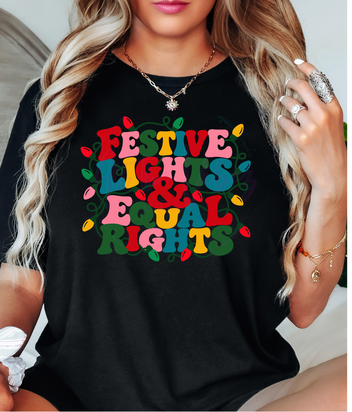 Festive Lights &amp; Equal Rights Shirt | Holiday Graphic Tee