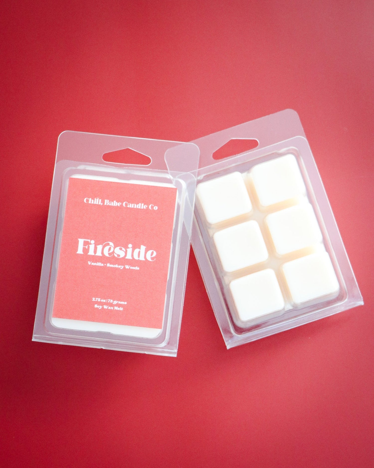 Fireside Wax Melt front &amp; back