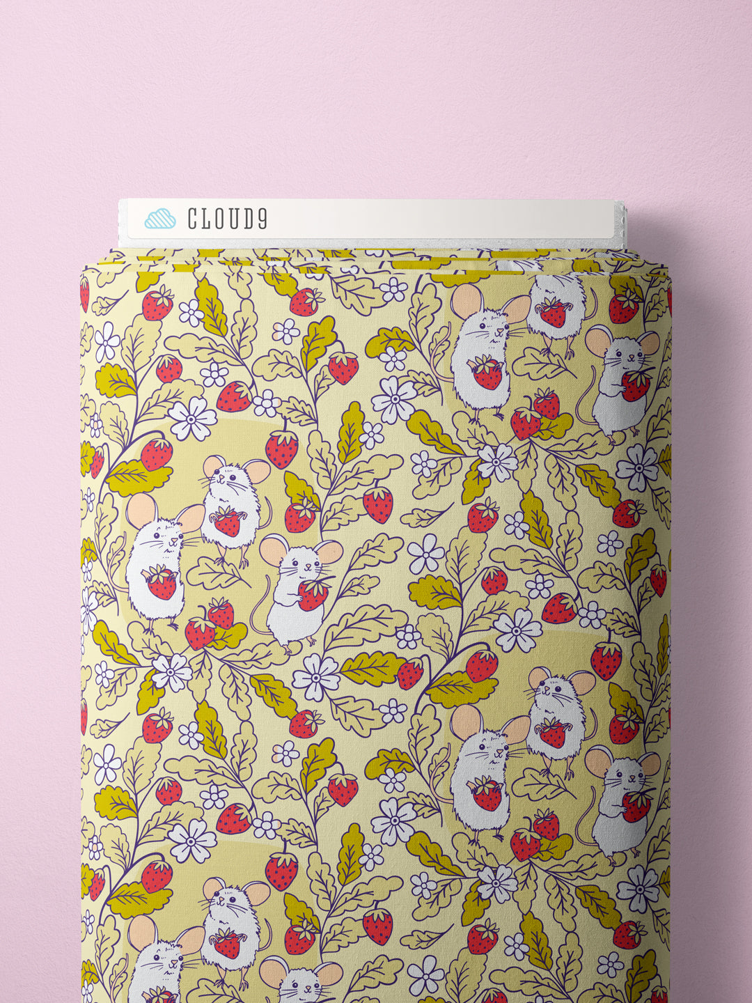 Strawberry Mice Quilting Cotton