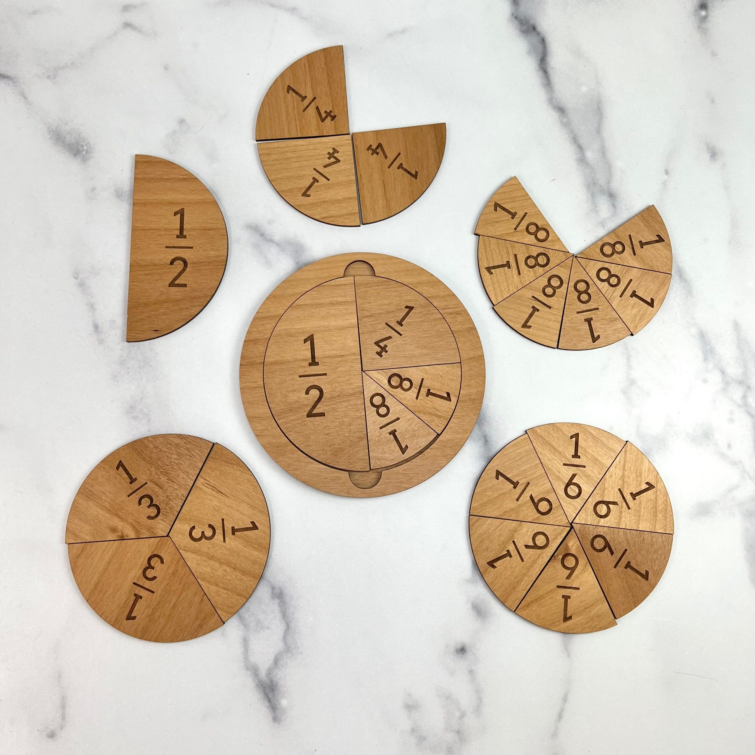 Wood Fraction Tile Set - Laser Engraved