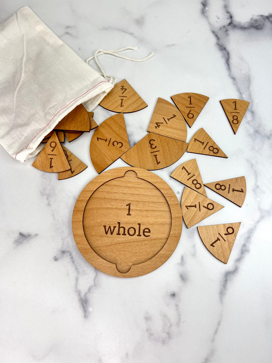 Wood Fraction Tile Set - Laser Engraved