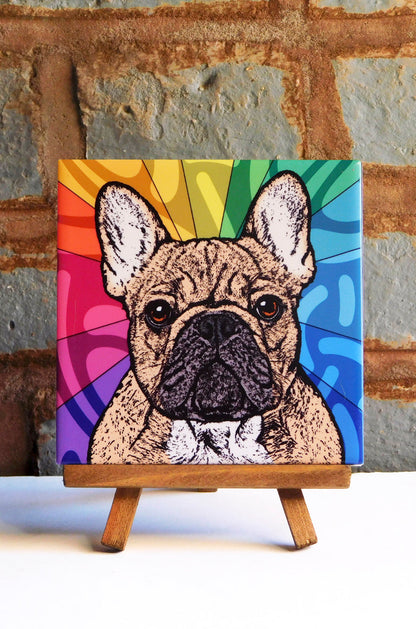 Frenchie Tan Ceramic Art Tile