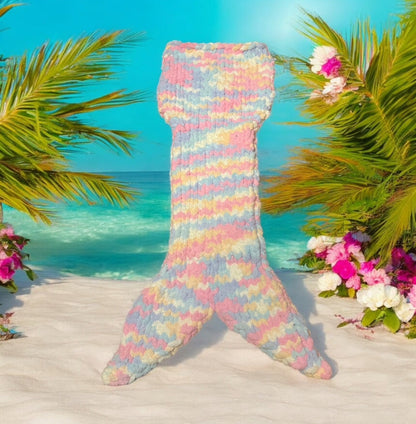 Chunky Knit Mermaid Sleeping Bag Blanket