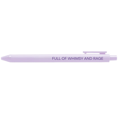 Full of Whimsy and Rage illustrated lilac gel pen by MangoIllustrated — feminist funny desk pen