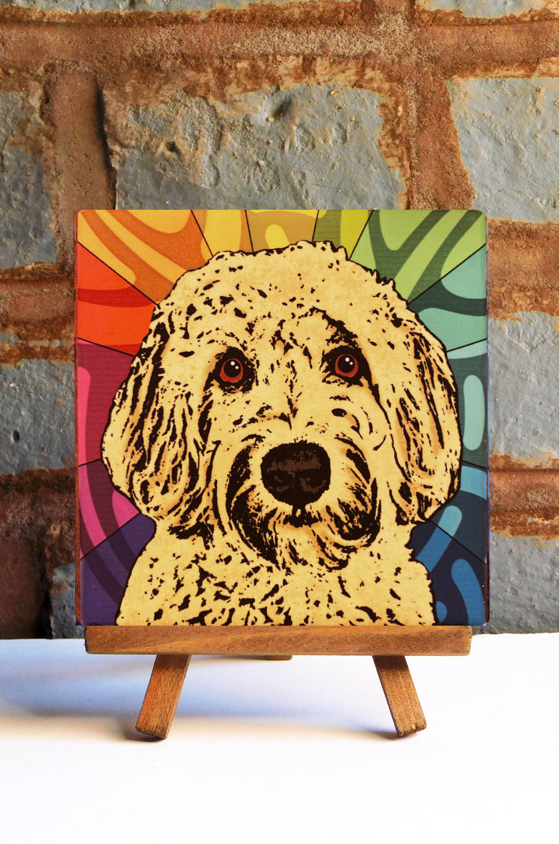 Golden Doodle Ceramic Art Tile