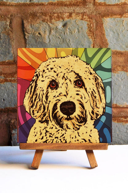 Golden Doodle Ceramic Art Tile
