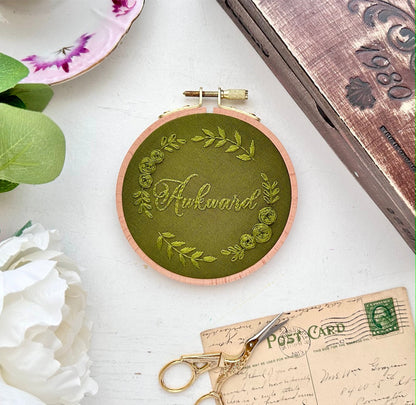 Awkward monochrome embroidery // PDF Pattern Download 4" Hoop