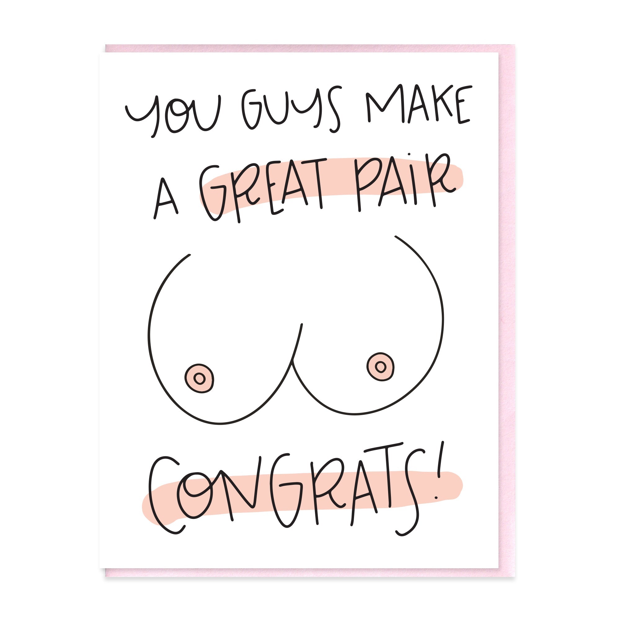 GREAT PAIR BEWBS - FUNNY ILLUSTRATED GREETING CARD - NO AI