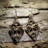Geometric diamond wooden dangle earrings featuring an open angular diamond design, lightweight modern jewelry for geometric and minimalist style lovers