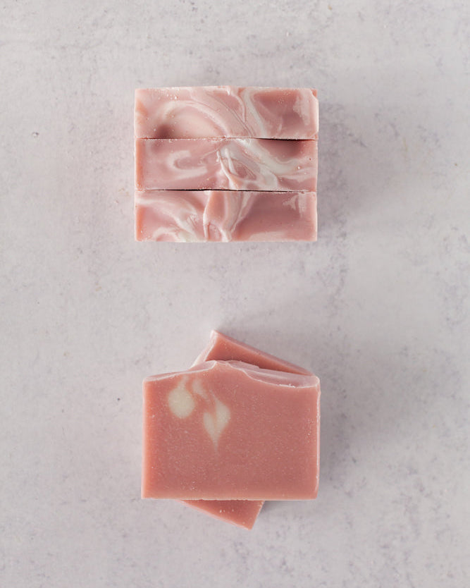 Botanical handmade geranium citrus soap with rose clay