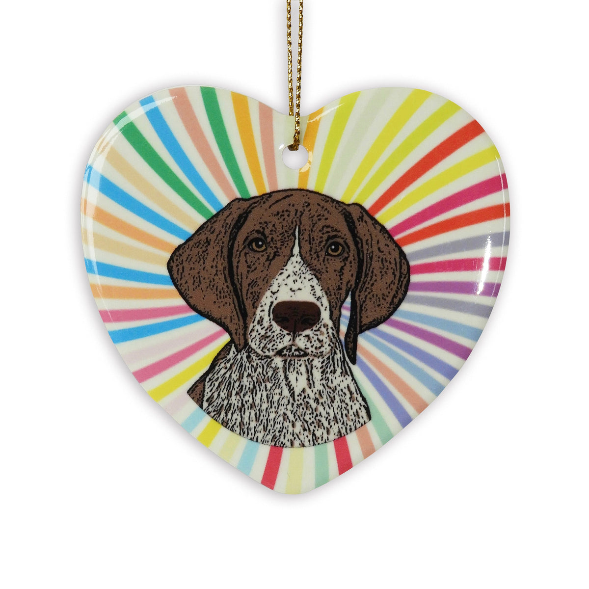 German Shorthair Ceramic Heart Ornament