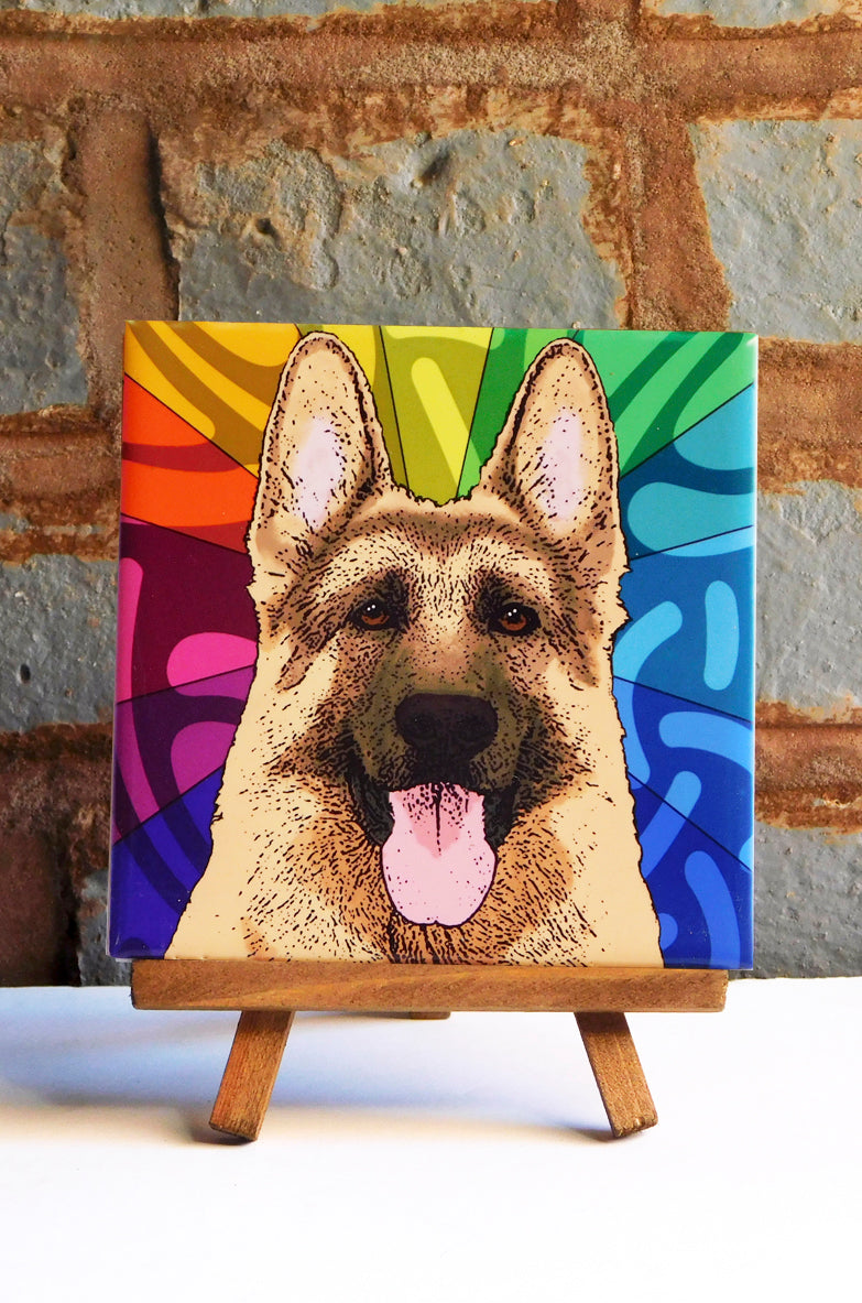German Shepherd Ceramic Art Tile