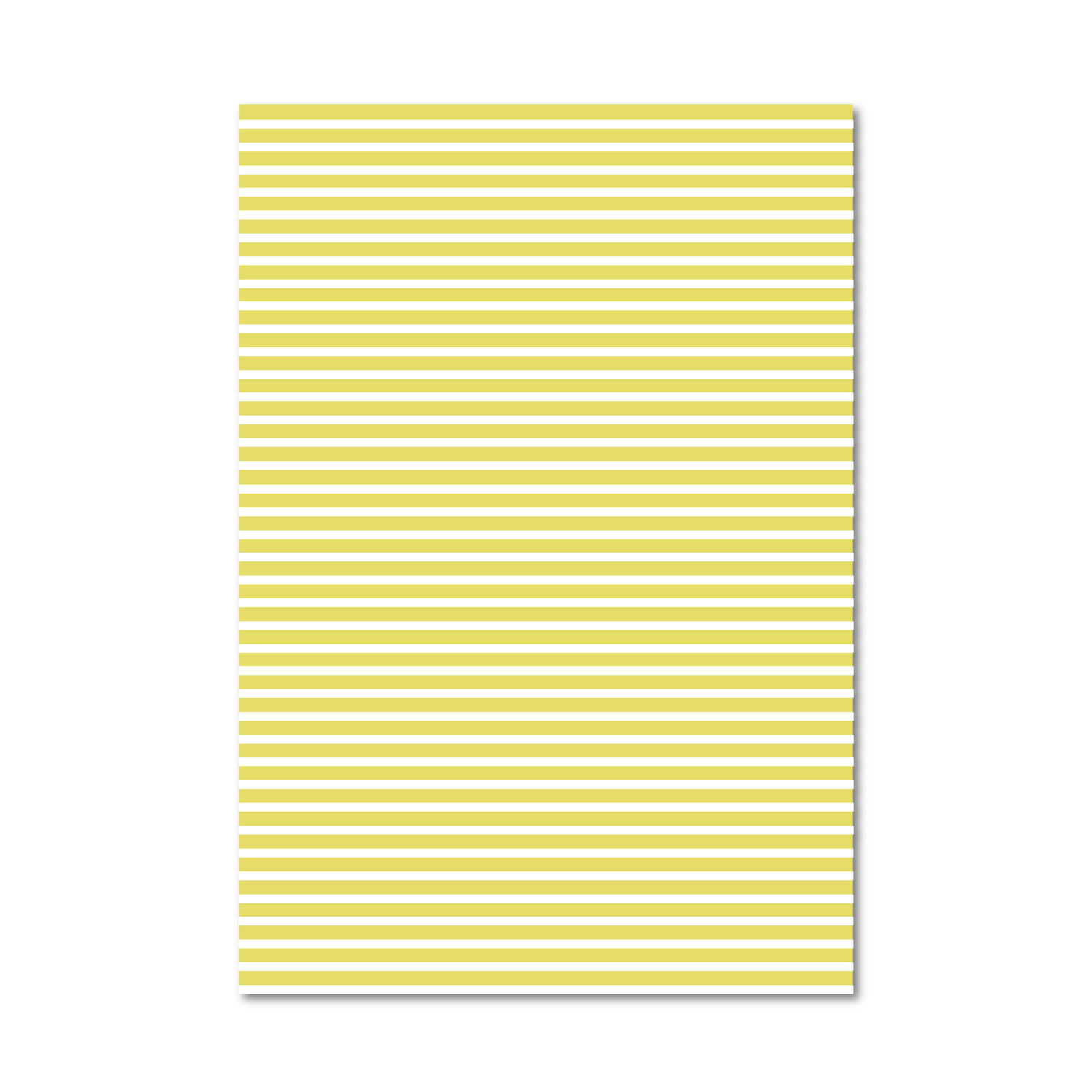 Gift wrap sheet with a repeating pattern of horizontal light yellow stripes on a white background, shown against a solid white backdrop.