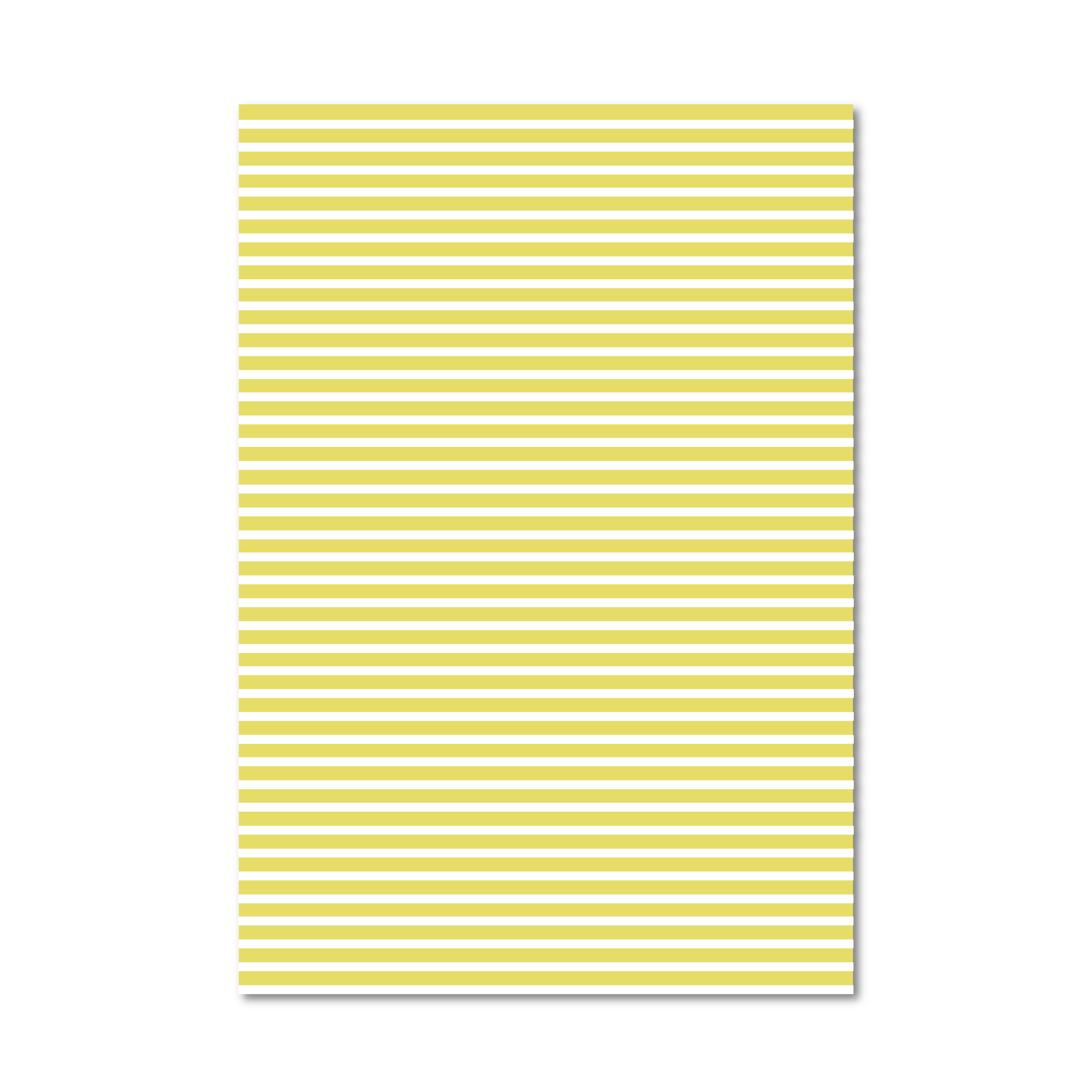 Gift wrap sheet with a repeating pattern of horizontal light yellow stripes on a white background, shown against a solid white backdrop.