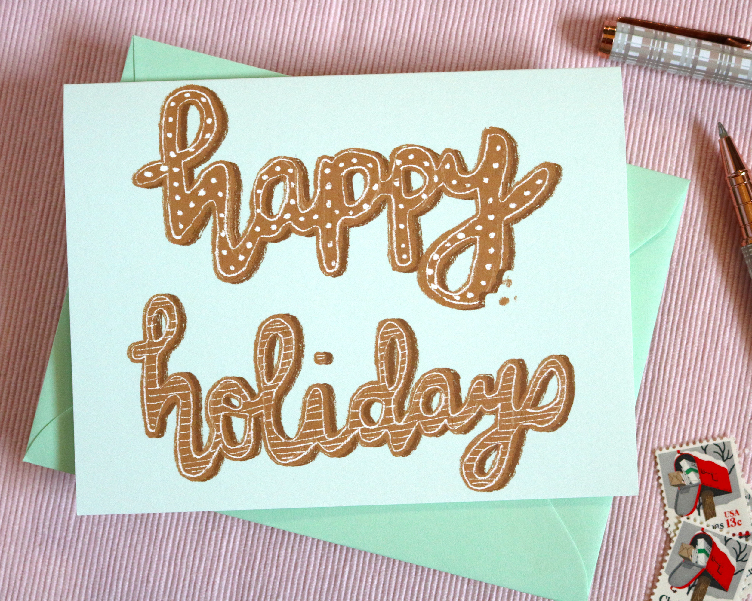 Happy Holidays Gingerbread Cookies Christmas Greeting Card