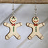 Hand-painted wooden gingerbread man dangle earrings with festive Christmas cookie design and hypoallergenic sterling silver hooks, lightweight holiday statement jewelry earrings for winter style