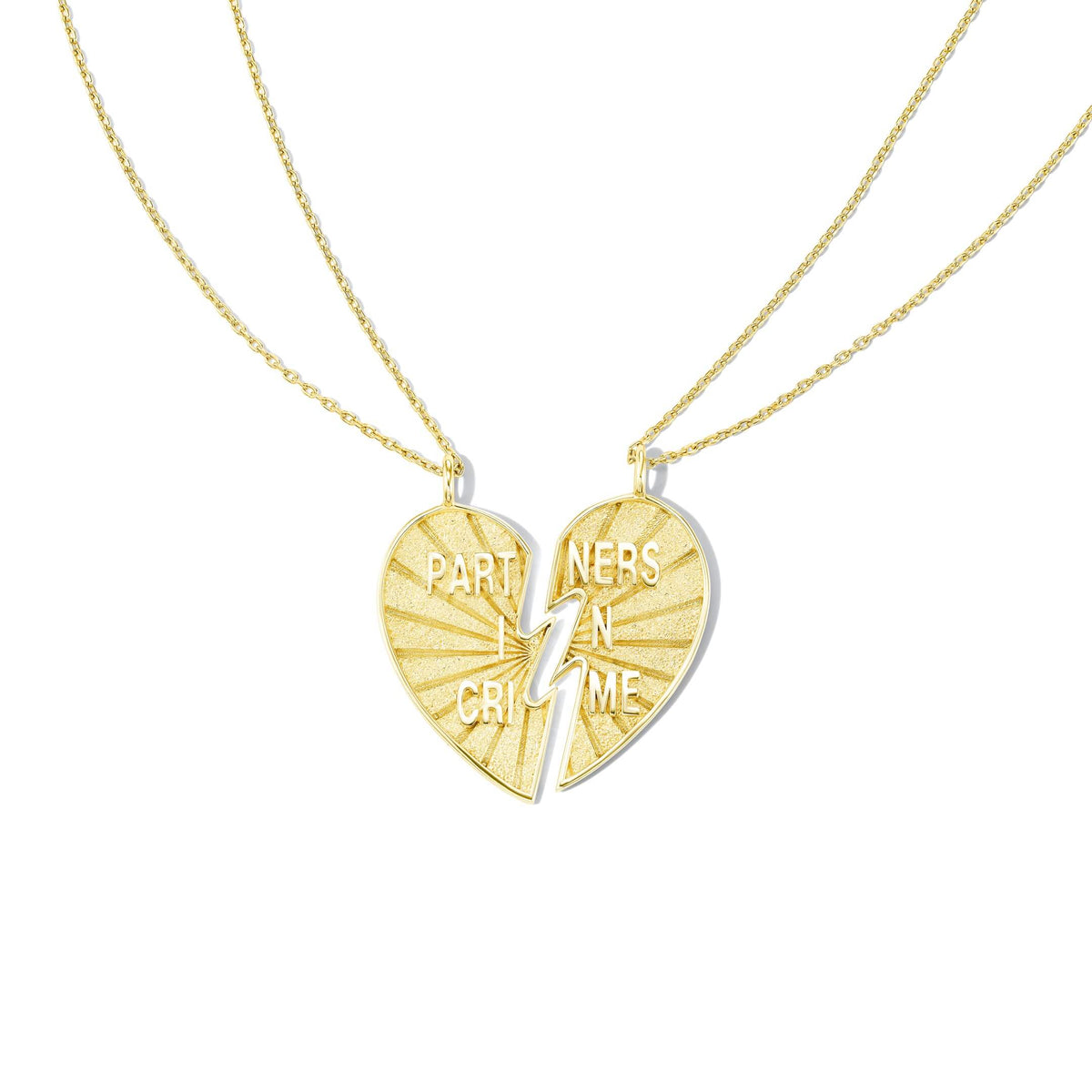 Gold Broken Heart Necklace Set - &