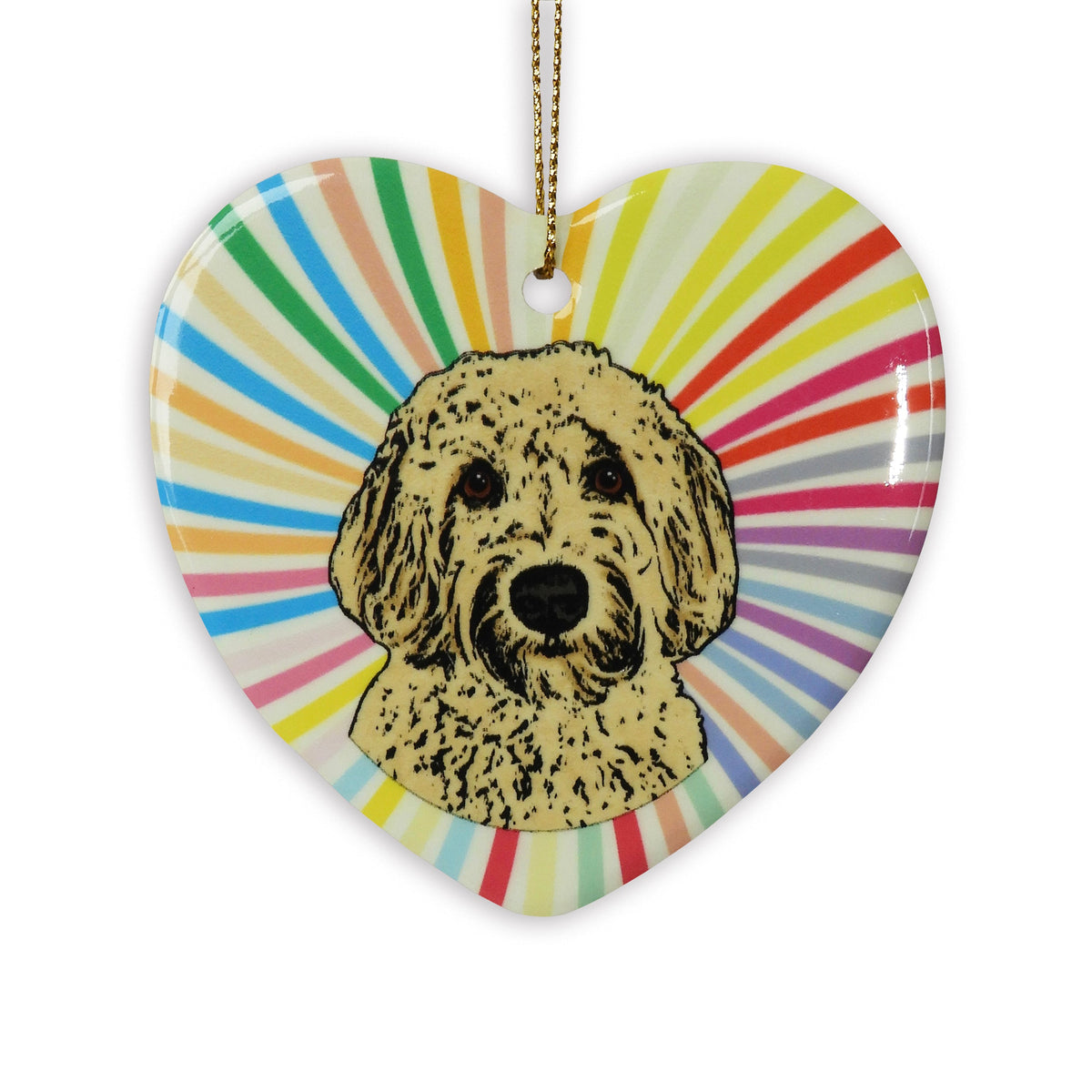 Golden Doodle Ceramic Heart Ornament