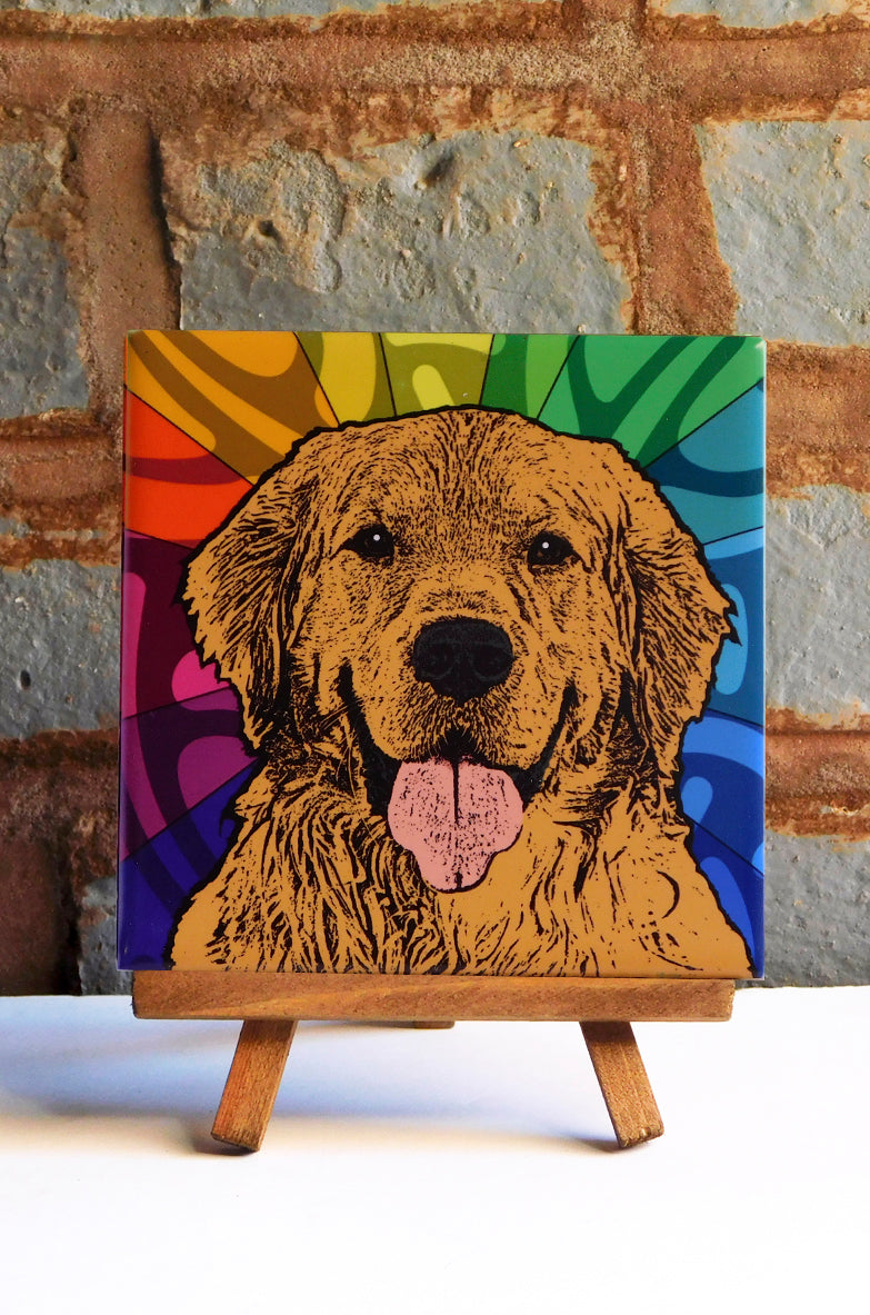 Golden Retriever Ceramic Art Tile