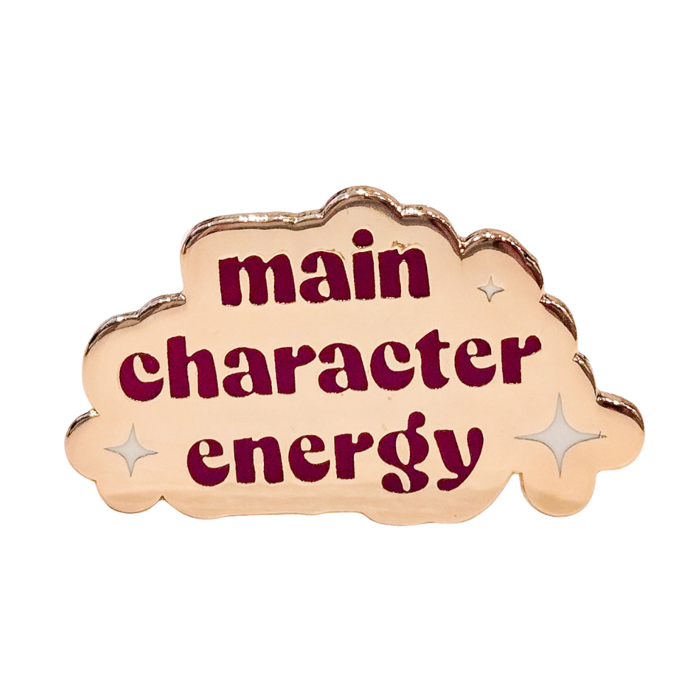 Gold enamel pin with dark pink &