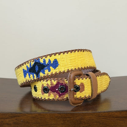 Yellow Handwoven Guatemalan Whip-Stitched Belt