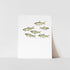 White paper with gold fish illustrations on a white background