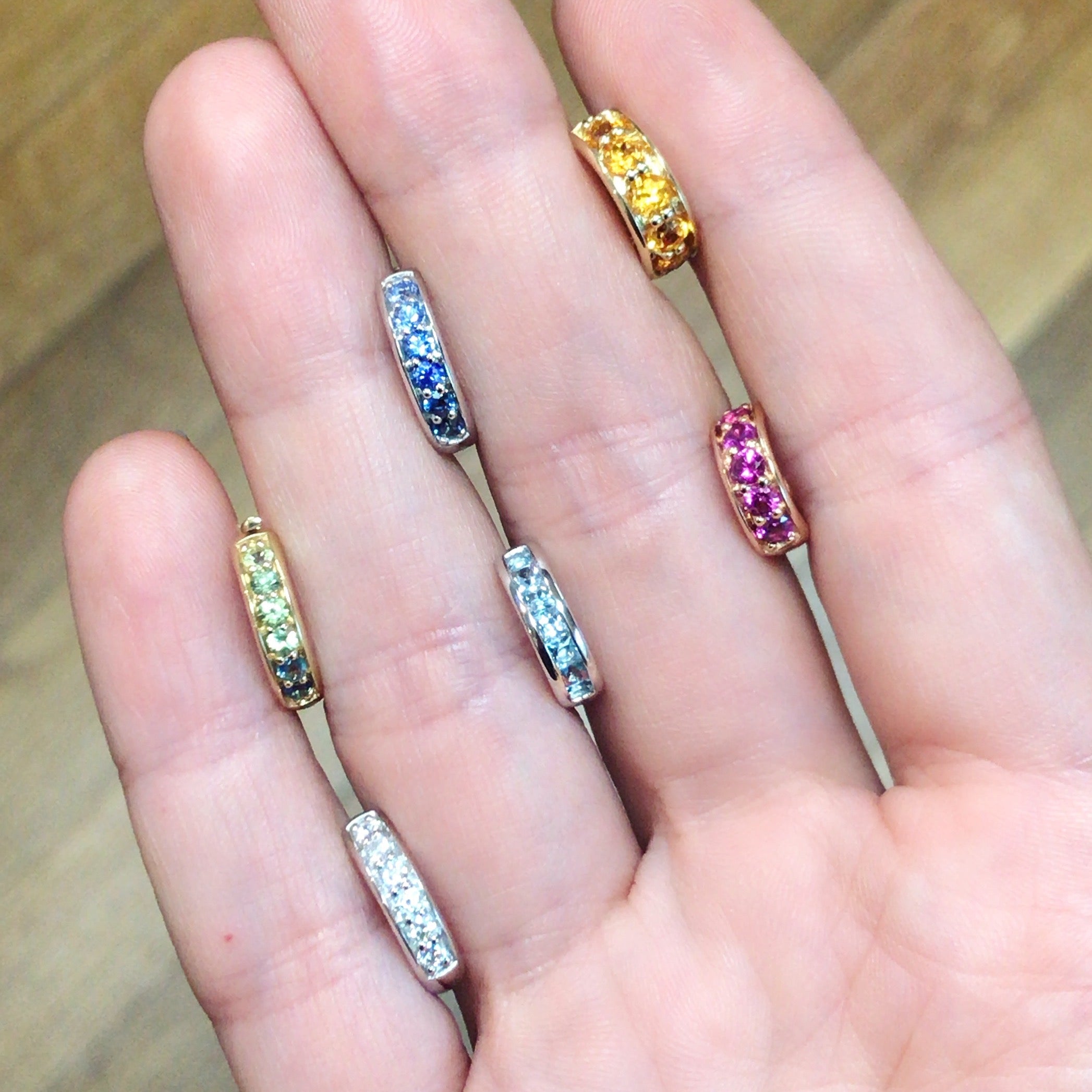 Cirque Classic Hoops with Ombré Blue Sapphires