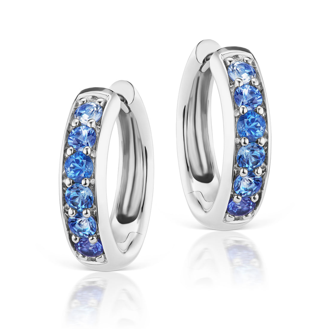 Cirque Classic Hoops with Ombré Blue Sapphires