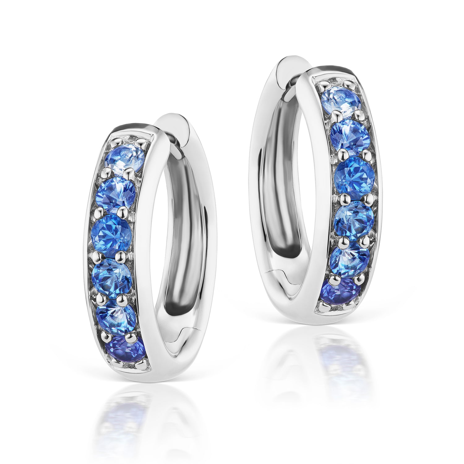 Cirque Classic Hoops with Ombré Blue Sapphires