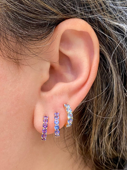 Cirque 2.5mm Slim Pavé Huggies with Amethyst
