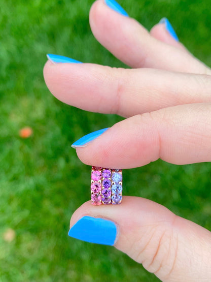 Cirque 2.5mm Slim Pavé Huggies with Amethyst