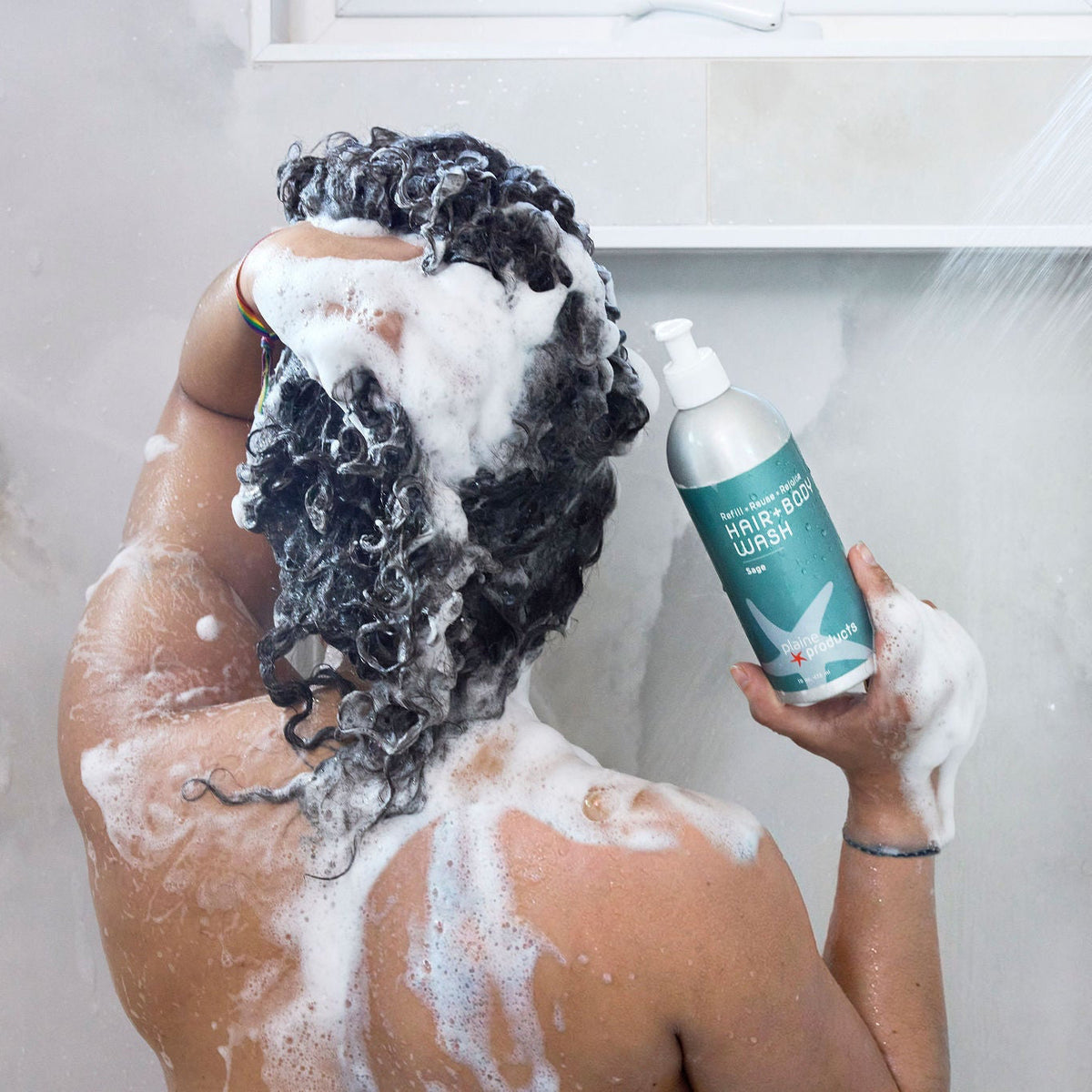 Natural Hair and body wash two in one product lots of lather in the shower on 4 c hair.