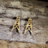 Hand-painted wooden oil derrick dangle earrings on hypoallergenic .925 sterling silver hooks. Lightweight oilfield jewelry for petroleum engineers, roughnecks, drilling crews, oil and gas professionals, and energy industry enthusiasts.