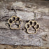 Hand-painted wooden open paw print dangle earrings featuring an outlined paw print cutout design on hypoallergenic .925 sterling silver hooks. Lightweight pet lover jewelry for dog lovers, cat lovers, veterinarians, veterinary technicians, animal rescue supporters, and pet parents.