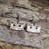 Hand-painted wooden vintage cassette tape dangle earrings featuring a classic mix tape design on hypoallergenic .925 sterling silver hooks. Lightweight retro music jewelry for 80s and 90s nostalgia lovers, music fans, cassette collectors, DJs, and vintage accessory enthusiasts.