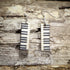 Hand-painted wooden wide piano keyboard dangle earrings featuring realistic black and white piano keys on hypoallergenic .925 sterling silver hooks. Lightweight music jewelry for pianists, piano teachers, music students, choir directors, musicians, and classical music enthusiasts.