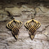 Handcrafted Art Deco Gatsby Twist wooden dangle earrings inspired by 1920s geometric design. Lightweight wooden earrings with an elegant openwork pattern and hypoallergenic .925 sterling silver hooks, perfect for Art Deco lovers, vintage fashion enthusiasts, Gatsby parties, Roaring Twenties events, and elegant everyday wear.