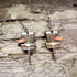Handcrafted Disc Golf Basket wooden dangle earrings featuring a disc golf target basket with an orange flying disc. Lightweight laser-cut wooden earrings with hypoallergenic .925 sterling silver hooks, perfect for disc golf players, frisbee golf enthusiasts,  outdoor sports lovers, and unique sports jewelry.