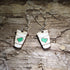 Handcrafted coffee cup wooden dangle earrings featuring a charming green heart design. Lightweight hand-painted wooden earrings with hypoallergenic .925 sterling silver hooks, perfect for coffee lovers, baristas, café enthusiasts, espresso fans, tea drinkers, and anyone who can&